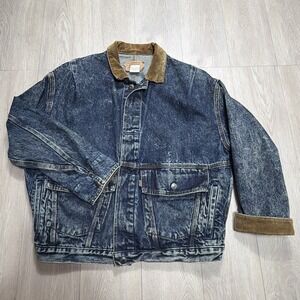 Vintage 70's Levi's Acid Wash Denim Jacket USA Made Corduroy Collar Small 1970s
